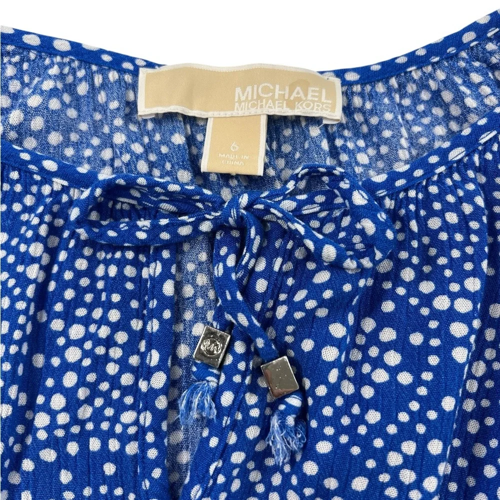 Michael Kors Blue Patterned Blouse Shirt Top in Size Small